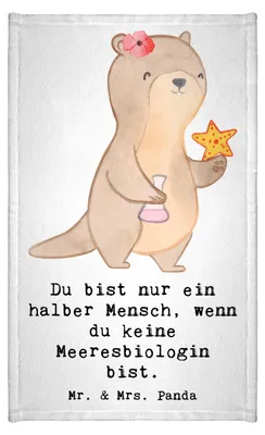 Produktbild von Mr. & Mrs. Panda Handtuch Meeresbiologin Herz - Weiß - Geschenk, Frotteetuch, Naturwissenschaftlerin, badezimmer, Frotteehandtuch, Studium, gäste wc, Witzig, Spruch