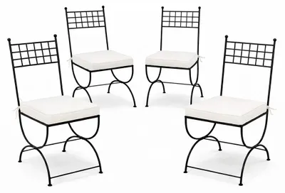 Image de Lot de 4 chaises de jardin de style méditerranéen, modèle Toledo, en fer noir, 100 cm