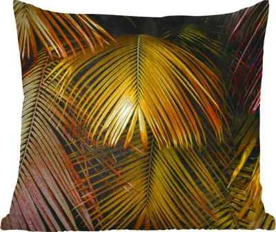 Produktbild von MuchoWow® Zierkissen Sofakissen Wohnzimmer Dekokissen 50x50 cm Dschungel - Palme - Gold - Komfort - Sofakissen