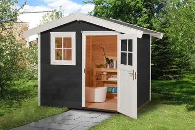 Produktbild von weka Gartenhaus 123 Gr.1, anthrazit, Farbe:anthrazit, Dachform:Satteldach