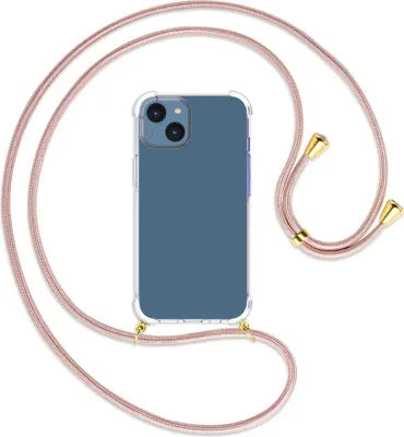 Produktbild von Handykette Backcover-Schutzhülle mit Band (Metall goldfarben) für Apple iPhone 14 (6.1'') - roségold