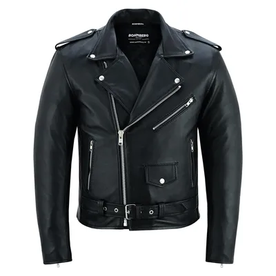 Produktbild von Bohmberg Herrenlederjacke aus Vollnarbenleder Schwarz-Heavy Weight-Classic-Echtleder Zeitloser Klassiker in Unverkennbar Maskulinem Biker-Look Gr. M