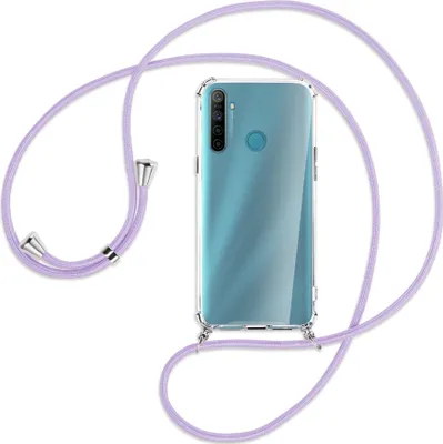 Produktbild von Handykette Backcover-Schutzhülle mit Band (Metall silberfarben) für Realme 5 / 5i - violett