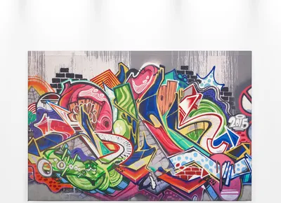 Produktbild von Graffiti Leinwandbild 90x60 DD120279 Wandbild Street Art Jugendzimmer Bunt