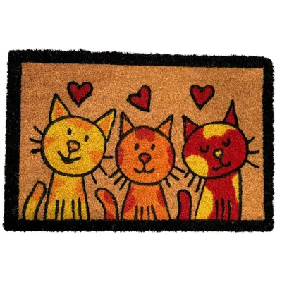 Produktbild von HOME ELEMENTS Kokosmatte 40 x 60 cm, Katzen mit Herzen