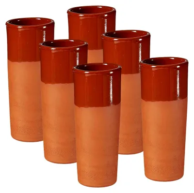 Produktbild von 6 x Tonbecher - Mittelalter Trinkbecher - Wikinger-Becher - Metbecher (6 x Becher 330 ml)