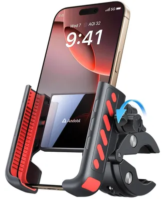 Produktbild von Stabile Handyhalterung Fahrrad Motorrad Schockabsorbierend Vollmetallklemme 360° Universal für Smartphones 4,5-7 Zoll Lenker 10-45 mm