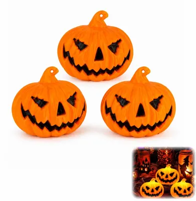 Produktbild von Halloween Laterne, 3 Stück, Kürbis mit Licht, Halloween Dekoration