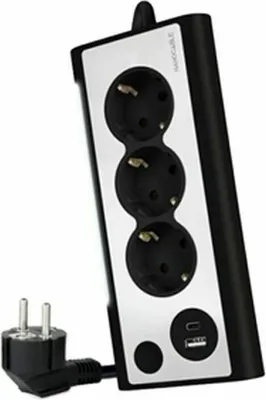 Obrázek produktu pro Napájecí lišta s vypínačem Nanocable 10.37.0013-BK/ 3 zásuvky/ 1 USB/ 1 USB typu C/ kabel 1,5 m/ černý