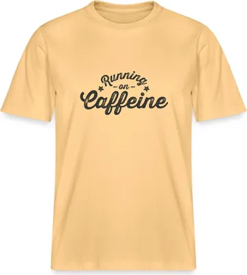 Produktbild von Spreadshirt Running On Caffeine Schriftzug Retro Style Relaxed Fit Uni T-Shirt, 3XL, Hellgelb