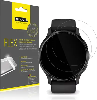 Produktbild von 2x Schutzfolie für Garmin Venu 3s Folie, 100% Displayabdeckung, dipos Flex