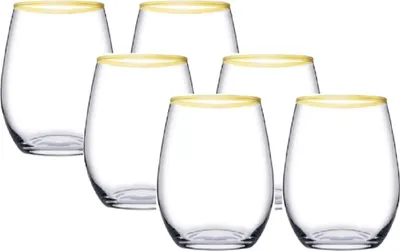 Produktbild von Pasabahce - Trinkglas - Amber-Serie - 350 ml - Amber - Set von 6 mit goldenem Ra