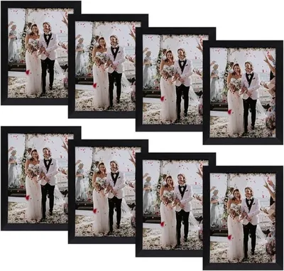 Productafbeelding van PromoHome® fotolijsten, 10x15 cm, set van 8 zwarte lijsten met plexiglas