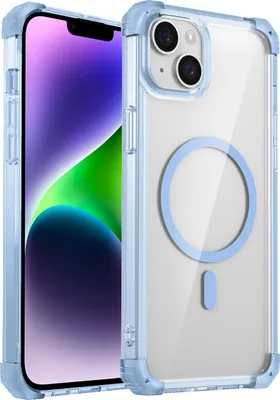 Immagine prodotto di Custodia magnetica per iPhone 13 / iPhone 14 compatibile con MagSafe, antiurto, protezione militare custodia trasparente blu