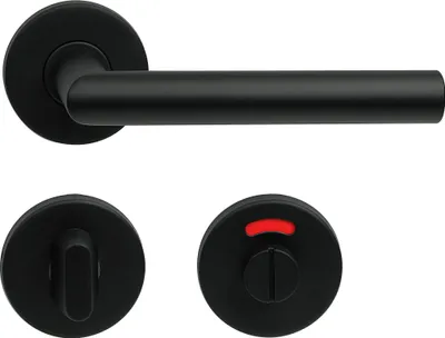 Immagine prodotto di Rubinetteria per rosette RK.L-FORM.WC.CE su rosette rotonde con maniglie a molla, acciaio inox, nero opaco