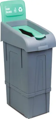 Produktbild von Recyclingeimer für Glas, 80 Liter, Grau, Maße: 340x550x1050 mm (BxTxH)