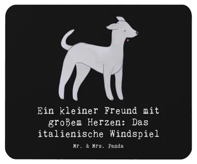 Produktbild von Mr. & Mrs. Panda Mauspad Italienisches Windspiel - Schwarz - Geschenk, mousematte, Hund mit Charakter, Hunderassen, Hunderasse, liebevoll, Mouse Pad, pc mousepad, laptop