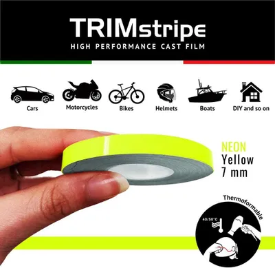 Produktbild von Zierstreifen Klebestreifen für Autos, Fluo Gelb, 7 mm x 10 m
