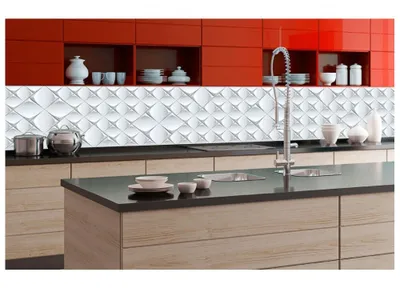 Produktbild von Küchenrückwand Folie selbstklebend 3D KUNSTWAND 350 x 60 cm - Klebefolie - Dekofolie - Spritzschutz für Küche -