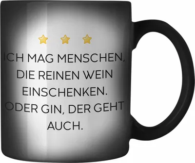 Produktbild von Trendation - Lustige Farbwechsel Zauber-Tasse mit Spruch für Frauen Männer Arbeit Büro Lustig Farbwechsel Zauber-Tassen Becher mit Sprüchen Kollegin Geschenk Sarkasmus Wein Gin (Schwarz)
