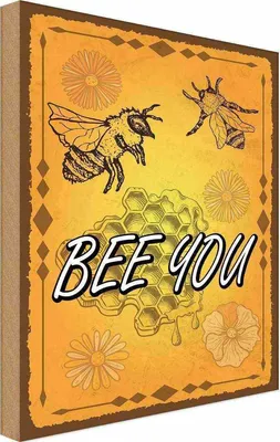 Produktbild von vianmo Holzschild 30x20 cm Bee you Biene Honig Imkerei Dekoration