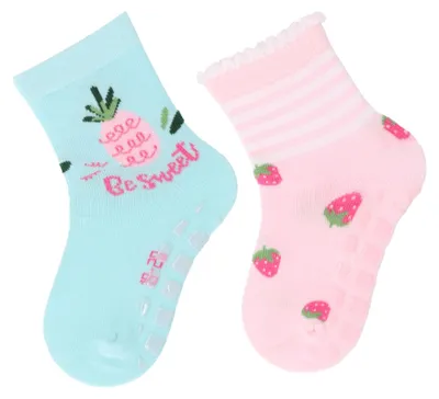 Productafbeelding van Sterntaler ABS-sokken, 2-pack, fruitmotief voor meisjes - babysokken met antislip