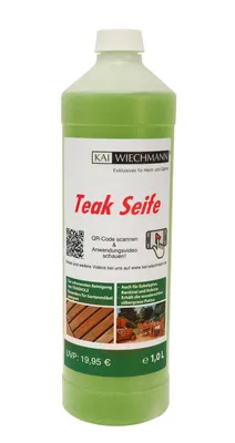 Produktbild von Kai Wiechmann Gartenpflege-Set Teak Seife 1 Liter mit hochwertiger Wurzelbürste, milder Teak Reiniger schonende und grüne Seife für Teakholz