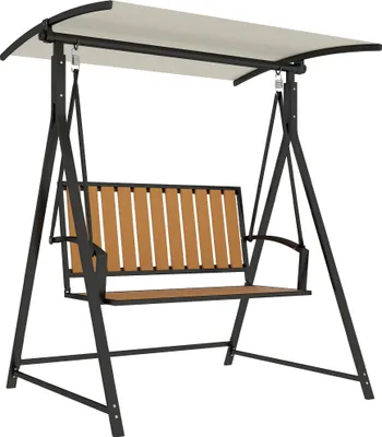 Produktbild von Outsunny Hollywoodschaukel mit verstellbarem Sonnendach, 2-Sitzer Gartenschaukel, wetterfest, belastbar bis 240kg, 142 x 112 x 162cm, Schwarz