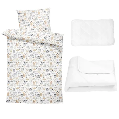 Zdjęcie produktu dla Zestaw pościeli dziecięcej: 90x120 cm + prześcieradło - pościel dziecięca Pościel dziecięca z poszewką na poduszkę 60x40 bawełna motyw sowy