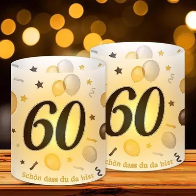 Produktbild von Tischdekoration 60. Geburtstag - 12 Windlicht-Laternen für Feiern