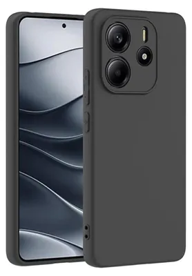 A dark gray smartphone case is shown on a light gray background, with the phone screen visible inside the case.
