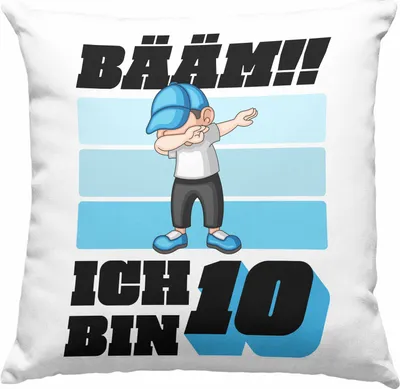 Produktbild von Trendation - 10 Geburtstag Junge Jungen Geschenke Deko-Kissen mit Füllung 40x40 10er Geburtstag 10 Jahre Alt Geschenkidee (Blau)