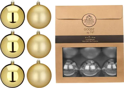 Produktbild von Inge Glas - Kugeln in Beutel / 6Stk - Gold - 8 cm - Kunststoff