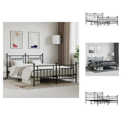 Produktbild von vidaXL Bettgestell mit Kopf- und Fußteil Metall Schwarz 180x200 cm -  Betten & Bettgestelle