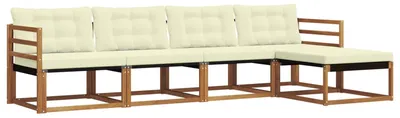 Imagen del producto de vidaXL Juego de sofás de exterior, 5 piezas, color natural y crema