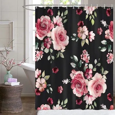 Productafbeelding van Famanu douchegordijn met bloemenprint - 180x180 cm