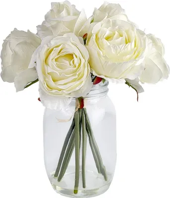 Produktbild von Rosenstrauß mit Vase Weiß