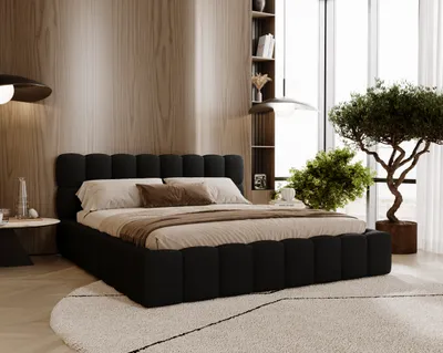 Produktbild von FURMEB24 Exklusives Polsterbett ALMOS 120x200 cm â Designbett mit Lattenrost â Schwarz (Coral 60)