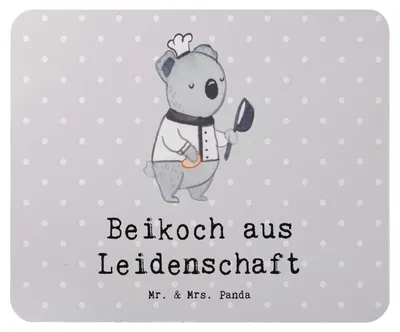 Produktbild von Mr. & Mrs. Panda Mauspad Beikoch Leidenschaft - Grau Pastell - Geschenk, Koch, Mousepad, Restaurant, mousematte, Mouse Pad, Spruch, pc mausunterlage, Gastronomie