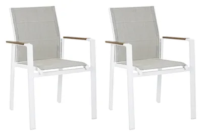 Produktbild von Gartenstühle - Weiß - Aluminiumrahmen - Textilen - stapelbar - 2er Set