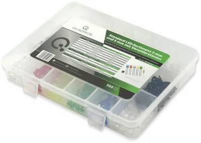 Produktbild von Quadrios LED-Sortiment Rot, Grün, Gelb, Blau, Kaltweiß, Warmweiß 20 mA 2.0 V (1801O005)