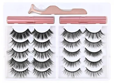 Obrázok produktu pre Magnetické umelé riasy – súprava na domáce použitie – 10 párov – dĺžka viac ako 1,5 cm – opakovane použiteľné – bez lepidla – 2 očné linky a pinzeta – prirodzený vzhľad