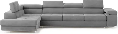 Produktbild von Masseno Ecksofa VICENTE mit Schlaffunktion L-Form, Sofa mit Bettkasten, Wohnzimmersofa, Couch, Soffa, Bettsofa, Couchgarnitur- Grau, MONOLITH 85