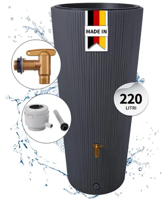 Immagine prodotto di 4rain VASO 2in1 DECOR serbatoio per pioggia 220 litri grigio grafite incl. rubinetto in plastica e raccordo pluviale, Immagine generata dall'IA