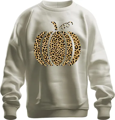 Produktbild von Leopardenmuster Kürbis Herbst Halloween Animalprint Boho Chic Uni Sweatshirt Pullover, Natur, XL