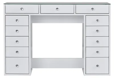 Productafbeelding van CALICOSY - Kaptafel met 13 laden en vitrinekast, witte decorafwerking, B120 cm - ZÉLIA