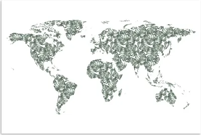 Produktbild von MuchoWow® Poster Weltkarte - Tropische Pflanzen - Weiß 120x80 cm - Bilder