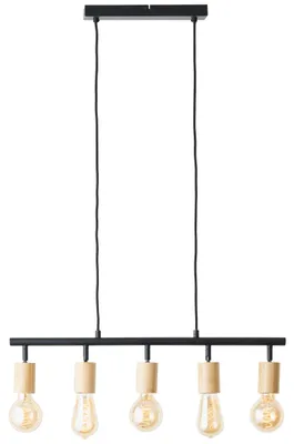 Immagine prodotto di Lampada brillante Tiffany beam pendant 5flg nero opaco/metallo naturale/plastica marrone 5x A60, E27, 28 W