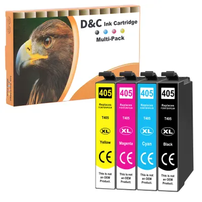 Produktbild von D&C 4pack 405XL Tintenpatrone für Epson 405 405XL Patronen kompatibel mit Epson Workforce WF-3820 WF-3825 WF-4820 WF-4830 WF-4825 WF-7840 WF-7310