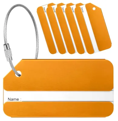 Image de Étiquettes pour valises avec plaque d'adresse, lot de 6, couleur or, en alliage d'aluminium